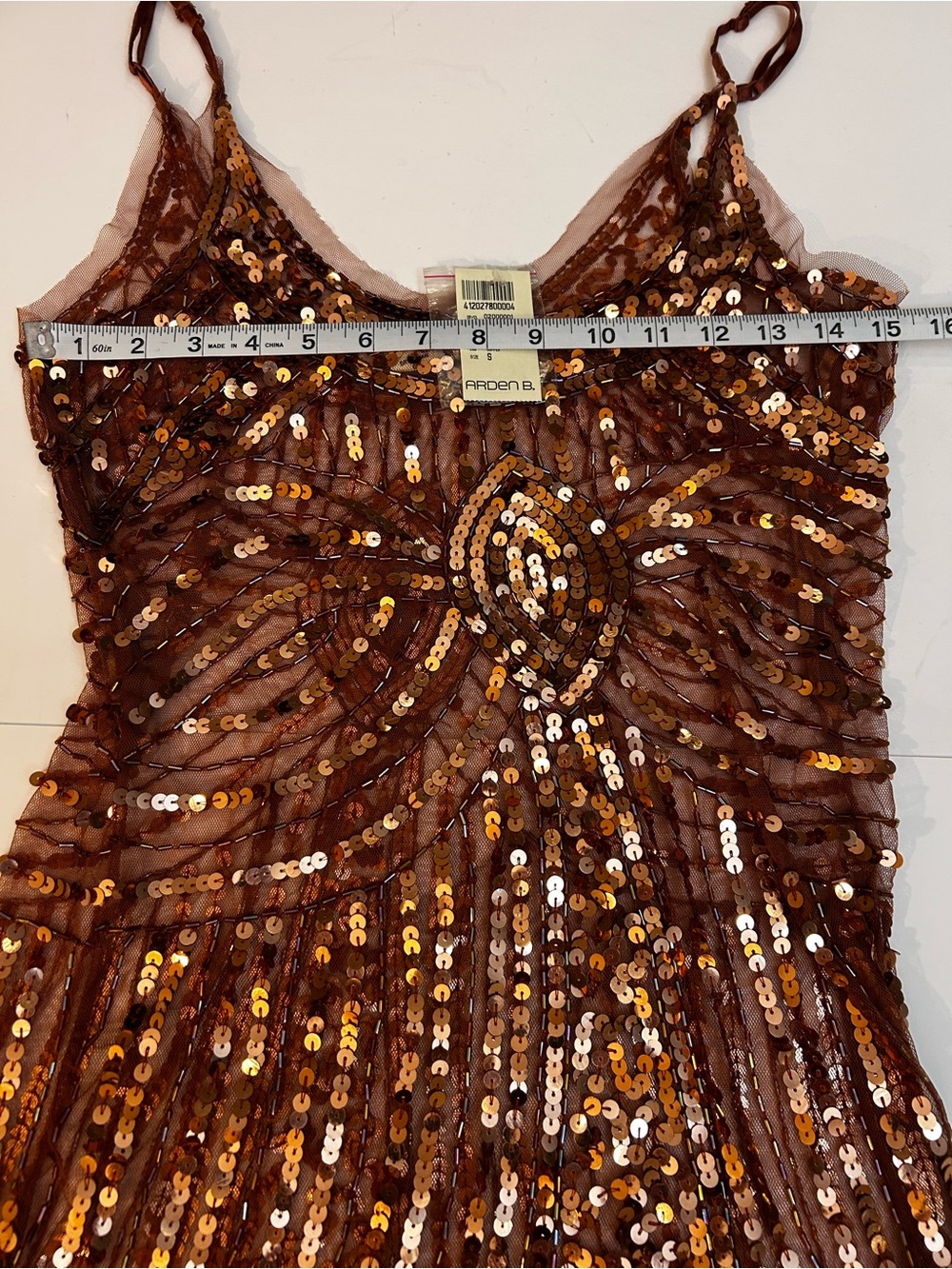 Arden B Copper Sequin Mini Dress - Picture 7 of 9